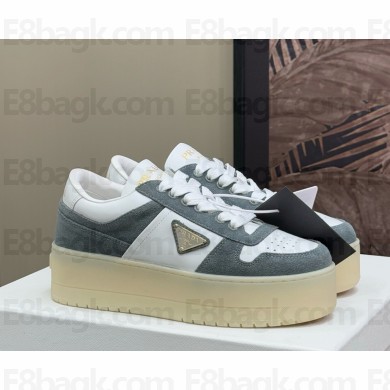 Prada flatform suede and leather sneakers with metal triangle logo -07 2025