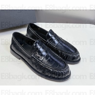 Saint Laurent calf leather loafers black 2025