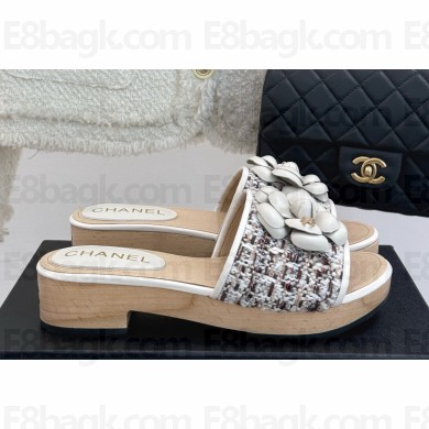 Chanel Camellia Cotton Tweed slippers heel 4cm 01 2025