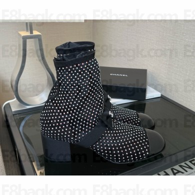 Chanel Black crystal embellished ankle boots 2025