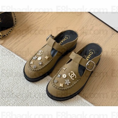 Chanel crystal decoration Mary Janes green 0218-2025