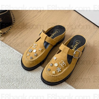 Chanel crystal decoration Mary Janes brown 0218-2025