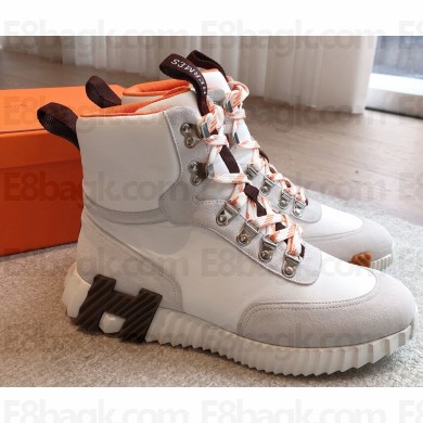Hermes women/men Klimb sneaker in ripstop fabric and suede goatskin white 2025