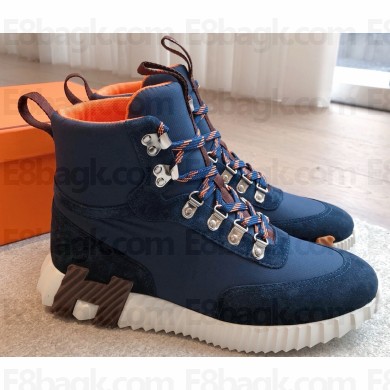 Hermes women/men Klimb sneaker in ripstop fabric and suede goatskin blue 2025