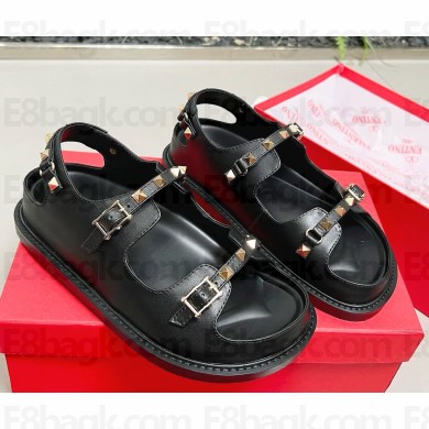 Valentino Garavani rockstud CALFSKIN SANDAL flat black 2025