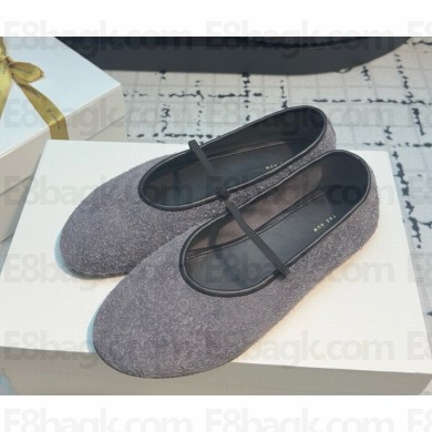 The Row ELASTIC BALLET flat suede calfskin grey 2025