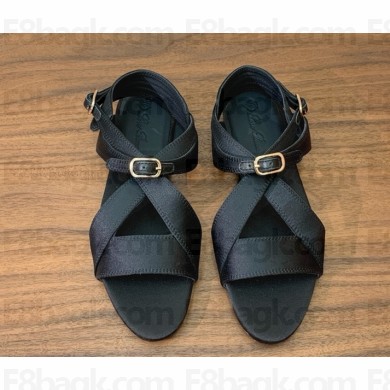 Loro Piana Yuki Sandal Satin and Leather Black 2025