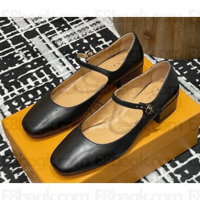 TOD'S women's ballerinas in leather black heel 3.5cm 2025