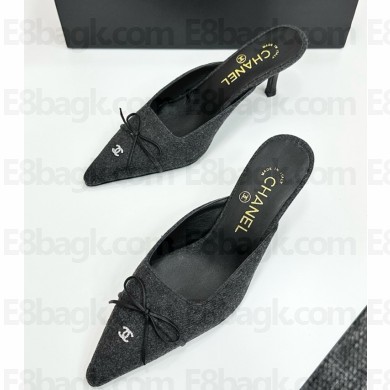 Chanel pointed mule suede dark grey 2025