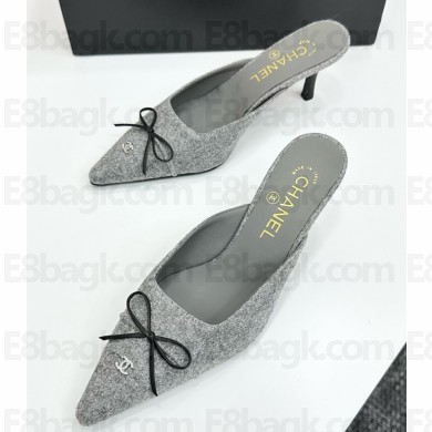 Chanel pointed mule suede light grey 2025