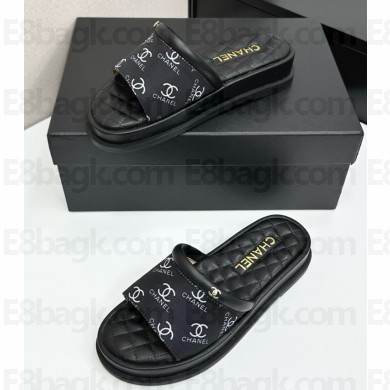 Chanel knit slipper black 0221-2025