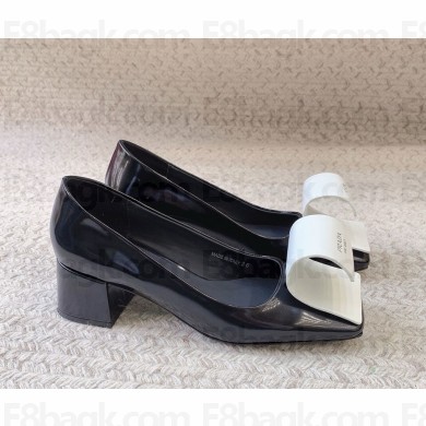 Prada 1I964N patent leather pumps with Architectural details black/white heel 4.5cm 2025