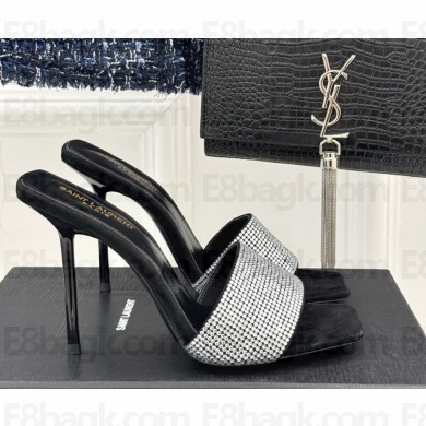 Saint Laurent Women's Lucky Embellished High Heel Sandals silver heel 10.5cm 2025