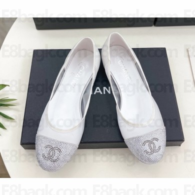 Chanel Ballet Flats mesh with crystal double c logo white 2025