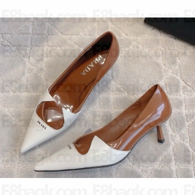 Prada Patent Leather pumps white/brown heel 5cm 2025