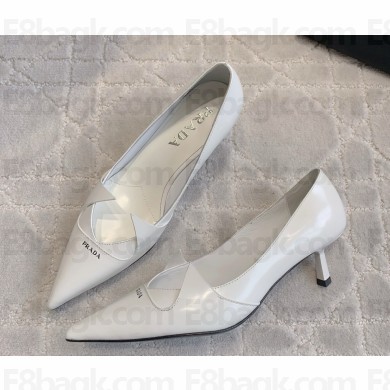 Prada Patent Leather pumps White heel 5cm 2025
