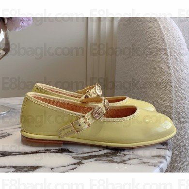 Chanel patent LAMBSKIN Mary Janes light yellow G45778 2025