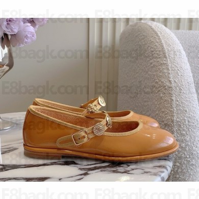 Chanel patent LAMBSKIN Mary Janes light brown G45778 2025