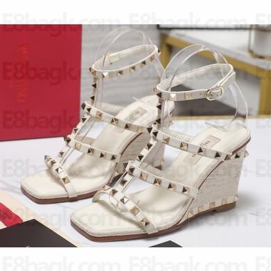 Valentino Garavani Rockstud sandal calfskin leather white heel 9cm 2025
