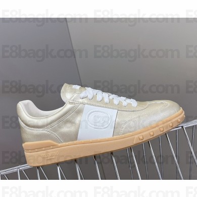 Valentino Garavani Upvillage trainer in laminated calfskin leather Nappa calfskin band PLATINUM 2025