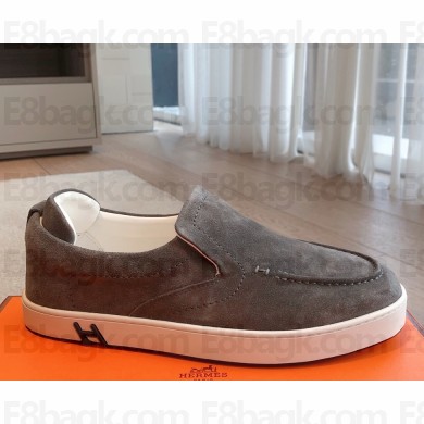 ‎Hermes women/men Kiddy slip-on sneaker in suede goatskin grey 2025