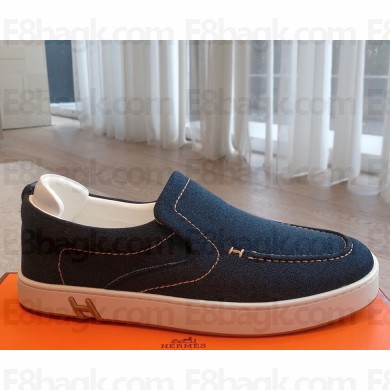 ‎Hermes women/men Kiddy slip-on sneaker  in denim and suede goatskin 01 2025