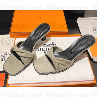 ‎Hermes Giny 55 sandals suede goatskin army green 2025