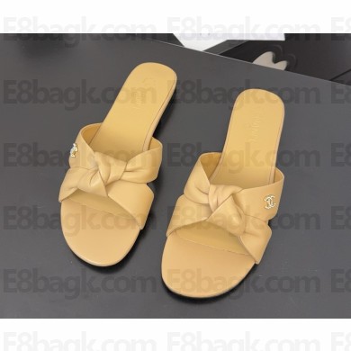 Chanel lambskin mules beige 2025 