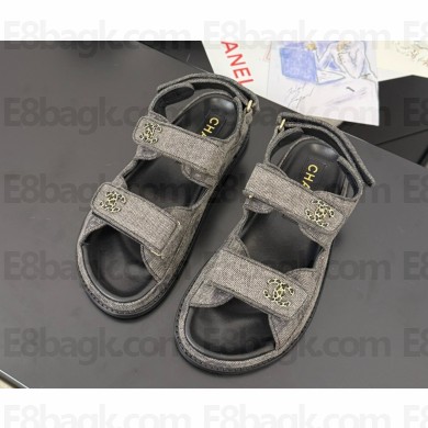 Chanel denim CC Logo Beach Sandals black 2025 