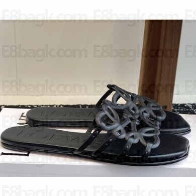 Loewe Petal Anagram slide in soft calfskin black 2025