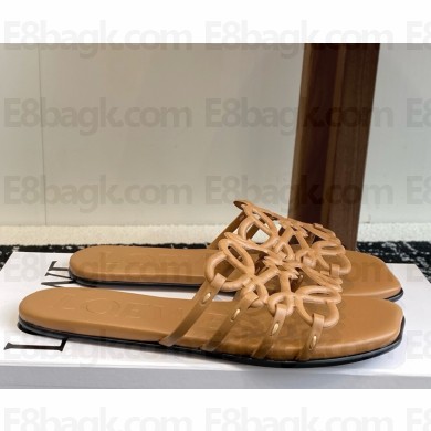 Loewe Petal Anagram slide in soft calfskin Camel 2025