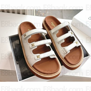 ‎CELINE SLIDE in CALFSKIN with metal logo white 2025 