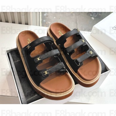 ‎CELINE SLIDE in CALFSKIN with metal logo black 2025 