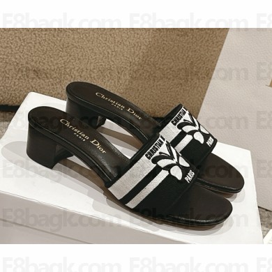 ‎Dior Dway Heeled Slide Embroidered Cotton heel 4.5cm 01 2025