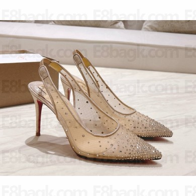‎Christian Louboutin Strass 105 mm slingback Pumps Mesh beige 2025
