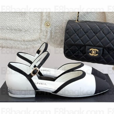 Chanel calfskin & Grosgrain Mary Janes Black/white 2025