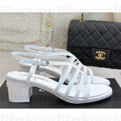 Chanel heel 5cm calfskin sandals white 2025