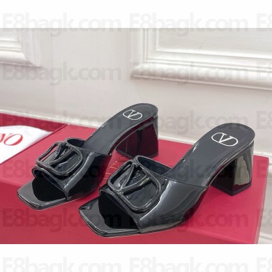 Valentino Garavani VLOGO SIGNATURE PATENT LEATHER SLIDE SANDAL 60MM black 2025