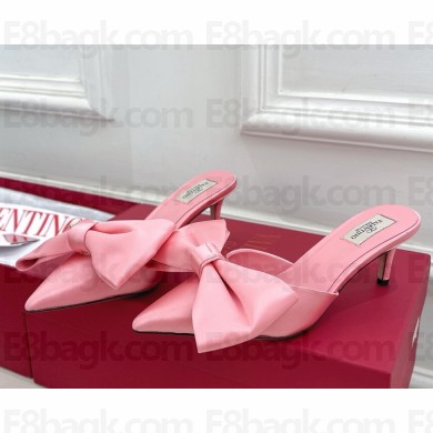 Valentino Garavani silk mules with bow pink heel 6cm 2025