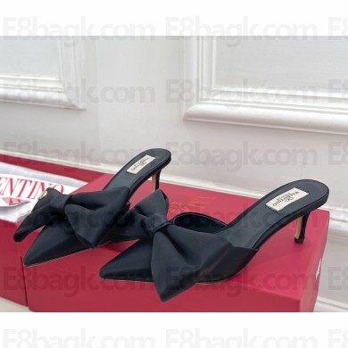Valentino Garavani silk mules with bow black heel 6cm 2025