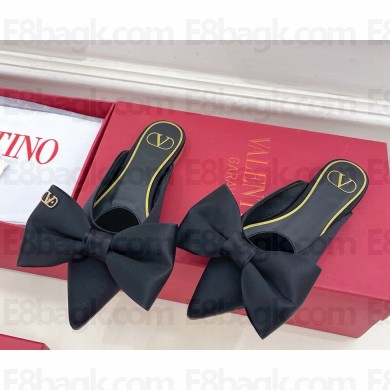 Valentino Garavani silk mules with bow black 2025