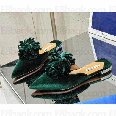 Aquazzura heel 10.5cm/flat Couturier Mule velvet green 2025