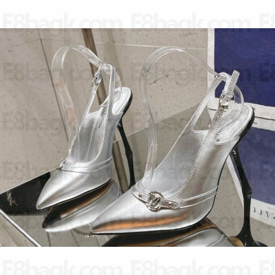 Louis Vuitton 6AM Slingback Pump Silver Metallic lambskin heel 10.5cm 2025