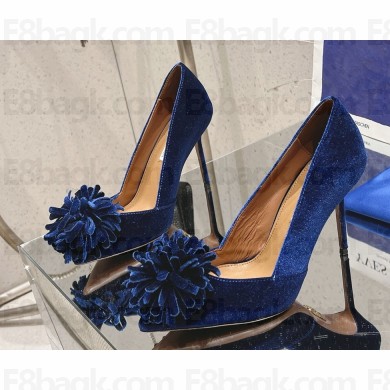 Aquazzura heel 10.5cm/flat Couturier pumps with tassels dark blue 2025