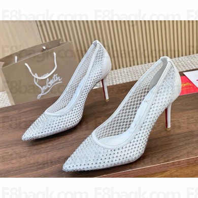 Christian Louboutin Apostropha Mesh Strass white heel 10.5cm/8.5cm 2025