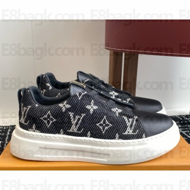 LOUIS VUITTON men's Sneaker denim and calf leather black 2025