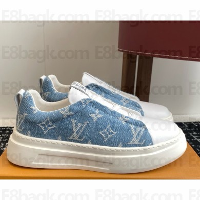 LOUIS VUITTON men's Sneaker denim and calf leather blue 2025