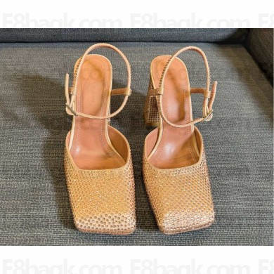 Amina Muaddi  Charlotte 100mm crystal-embellished pumps beige 2025