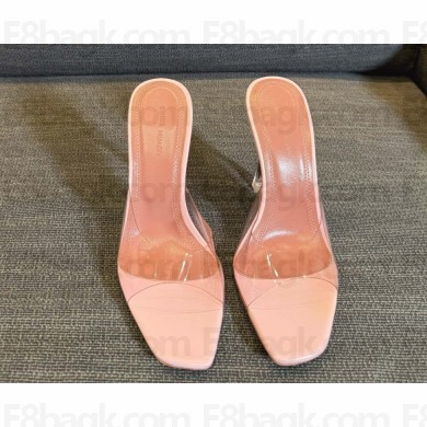 Amina Muaddi Alexa Glass 100mm PVC mule light pink 2025