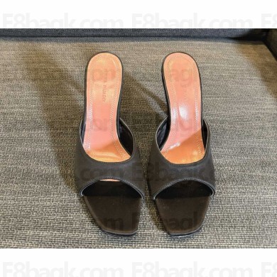Amina Muaddi Satin Alexa Mules 100mm black 2025